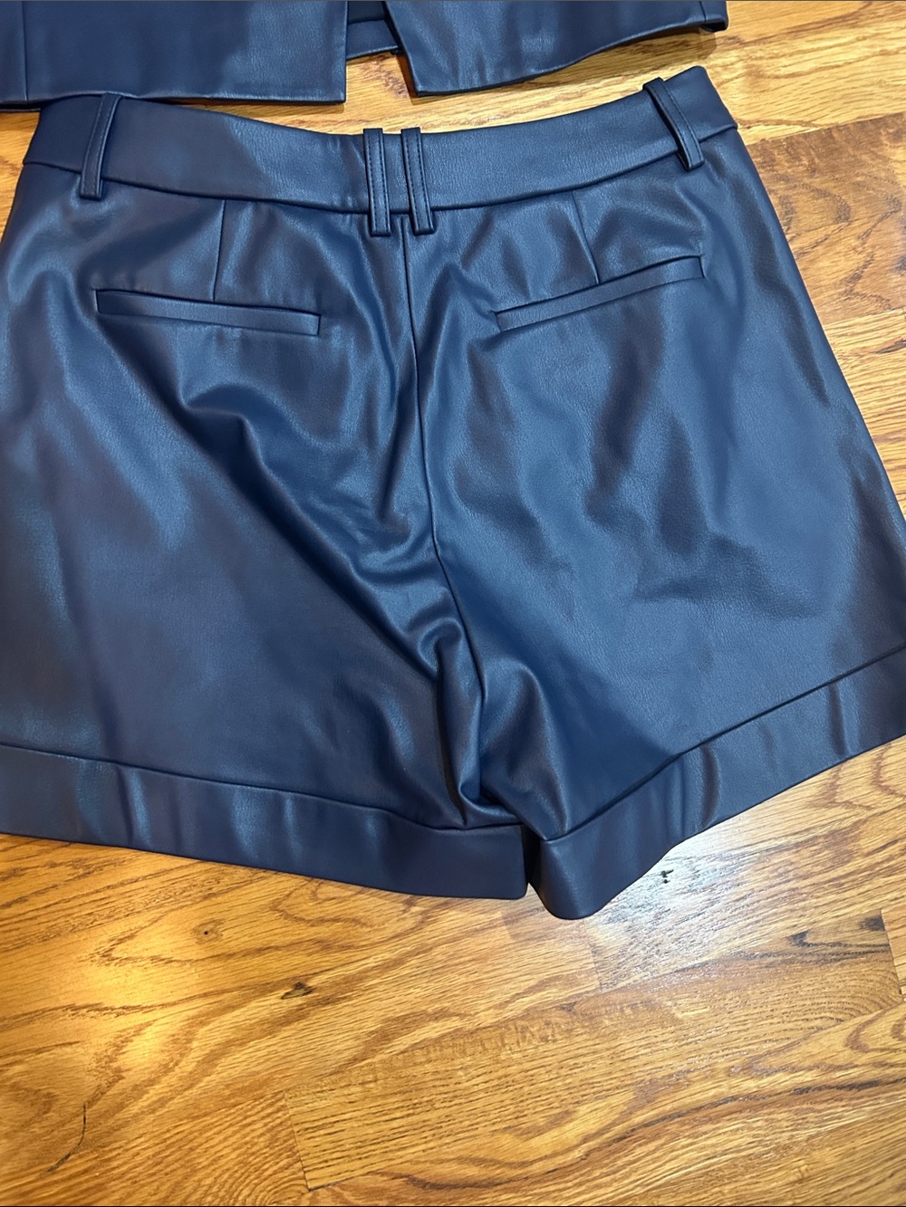J. Crew Navy Faux Leather Blazer and Shorts Set - Picture 5 of 5